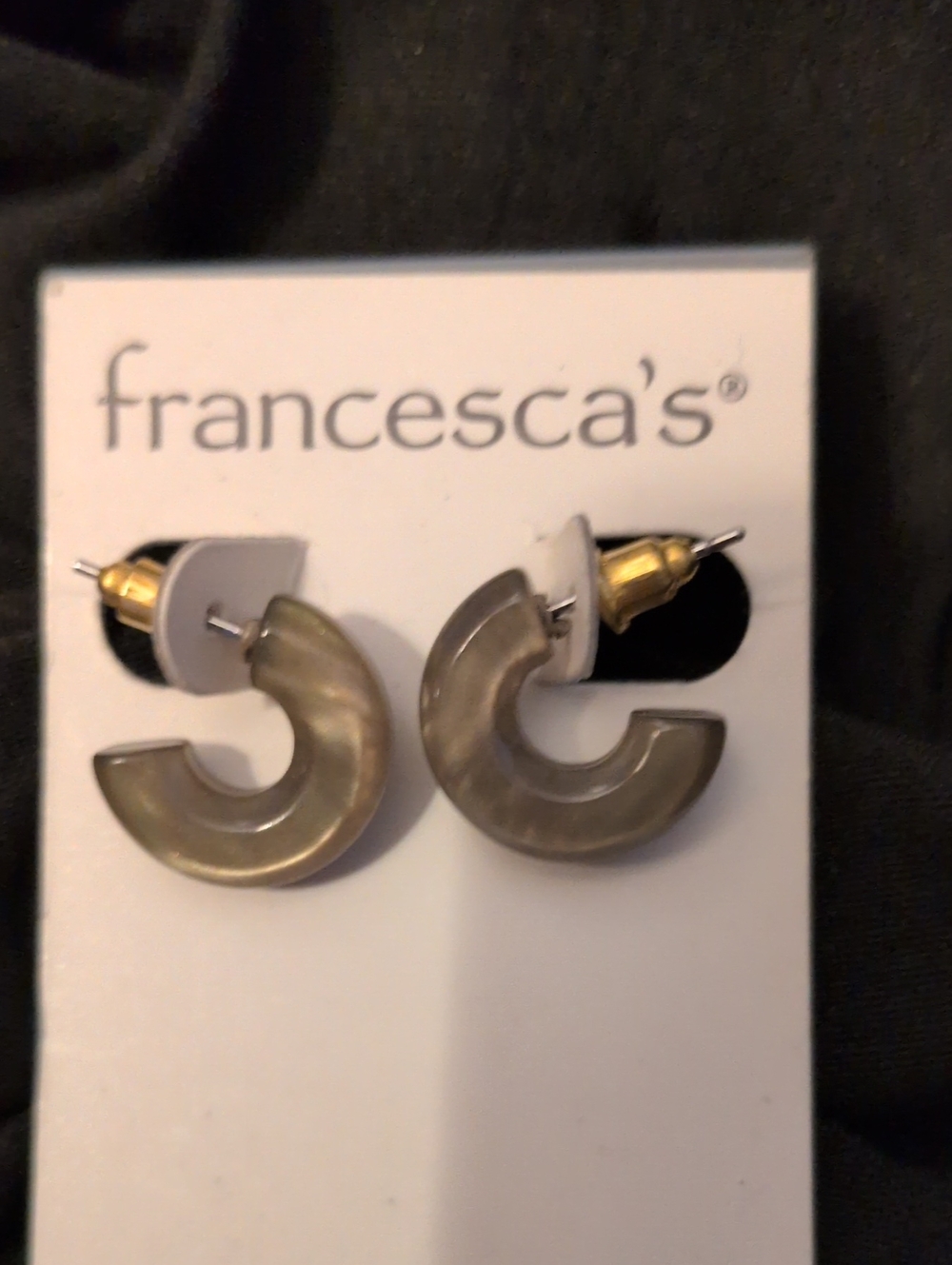 francesca's Olive  Resin Curved Hoop Earrings